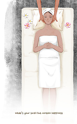 전신 PSD 손 여자 꽃잎 행복 일러스트 베개 사람 성인 두명 신체부위 수건 눕기 마사지 편안함 소확행 국내일러스트 꽃 감정 침구 모션 위생용품 감각 신조어 파일형식