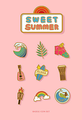 아이콘 파도 무지개 나뭇잎 사람없음 여름 세트 서핑보드 서핑 우쿨렐레 북 하와이 배지 하와이무궁화 횃불 알로하 2D아이콘 AI파일 자연요소 계절 꽃 바다 잎 현악기 타악기 미국 도구 수상스포츠 인사 보드_스포츠 파일형식 벡터