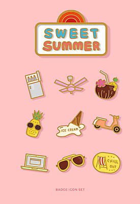 아이콘 사람없음 여름 세트 선글라스 오토바이 선풍기 파인애플 선베드 배지 냉장고 콘아이스크림 냉동실 2D아이콘 AI파일 계절 안경 의자 과일 아이스크림 바이크 가전제품 열대과일 파일형식 벡터