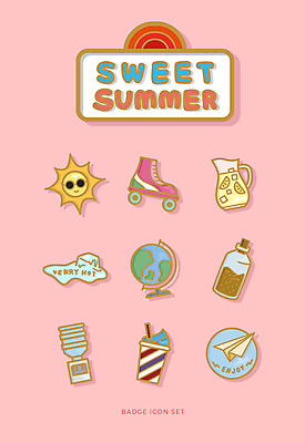 아이콘 음료 모래 유리병 사람없음 여름 세트 태양 지구본 얼음 레모네이드 종이비행기 배지 롤러스케이트화 정수기 2D아이콘 AI파일 자연요소 계절 병_용기 롤러블레이드 종이접기 에이드 파일형식 벡터