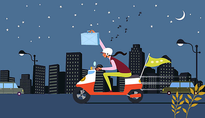 전신 여자 별 가로등 일러스트 자동차 한명 사람 빌딩 성인 청춘 오토바이 달 깃발 배달원 배송 즐거움 아르바이트 배달음식 배달통 최저임금 비정규직 음식배달 국내일러스트 AI파일 자연요소 직업 1 공공시설 감정 음식 육상교통 컨셉 비즈니스 건물 경제 바이크 배달 파일형식 벡터