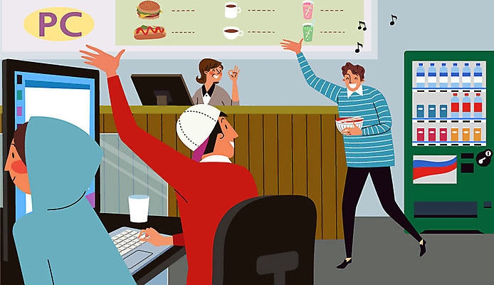 전신 여자 남자 일러스트 사람 여러명 상반신 성인 컴퓨터 청춘 손들기 키보드 OK 종업원 계산대 즐거움 메뉴판 서빙 아르바이트 자판기 피씨방 최저임금 비정규직 국내일러스트 AI파일 직업 감정 다수 컨셉 비즈니스 모션 손짓 경제 전자제품 파일형식 벡터