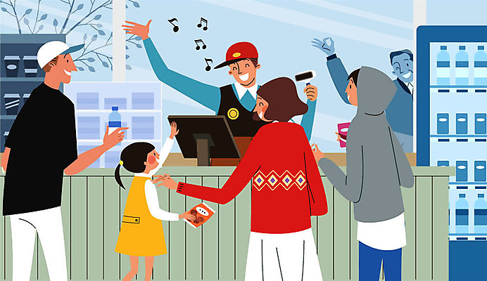 전신 여자 남자 커피 음료 어린이 유니폼 일러스트 사람 여러명 상반신 성인 청춘 판매 계산기 OK 사장 종업원 고객 즐거움 냉장고 판매원 아르바이트 계산원 손님맞이 최저임금 비정규직 국내일러스트 AI파일 직업 옷 감정 다수 컨셉 비즈니스 문구용품 손짓 경제 장비 가전제품 파일형식 벡터