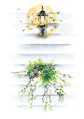 PSD 화분 여러마리 일러스트 캘리그라피 붓터치 전등 사람없음 빛 번짐 나방 하루살이 국내일러스트 다수 곤충 조명 파일형식 효과