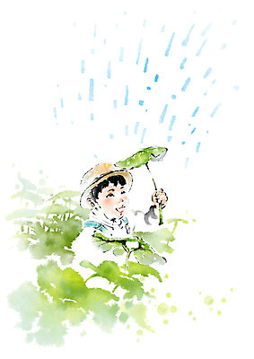 PSD 남자 어린이라이프 어린이 일러스트 캘리그라피 붓터치 한명 미소 사람 상반신 유치원생 비 연잎 번짐 유치원모자 소년한명만 국내일러스트 자연요소 모자_잡화 1 라이프스타일 잎 날씨 표정 남자한명만 소년만 파일형식 효과