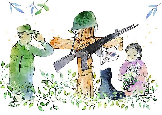 PSD 여자 노년 남자 일러스트 엄마 국화 사람 상반신 성인 두명 군인 총 한국인 기도 풀잎 태극기 비석 군복 경례 현충일 군모 군화 나라사랑 현충원 국내일러스트 직업 기념일 꽃 무기 신발 유니폼 잎 가족 동양인 인사 풀_식물 국기 군용 국군 파일형식 호국보훈의달