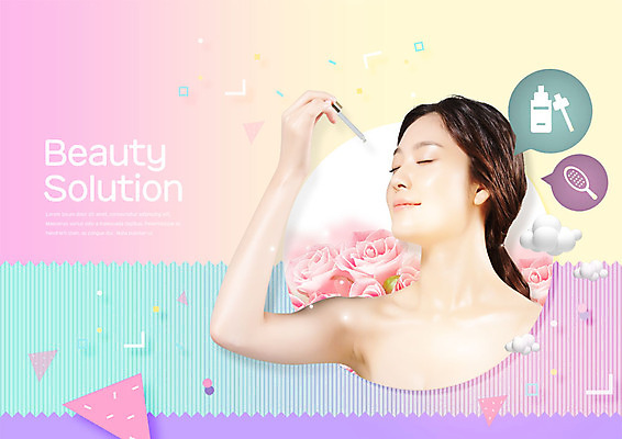 PSD 편집이미지 여자 꽃 한명 사람 상반신 20대 성인 뷰티 눈감음 한국인 머리빗 앰플 에센스 의료성형뷰티 성인여자한명만 이미지편집 식물 1 모션 동양인 청년 화장품 미용용품 여자한명만 성인여자만 파일형식