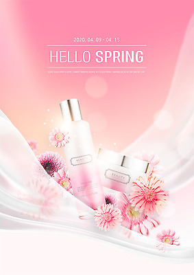 PSD 편집이미지 꽃 분홍색 사람없음 뷰티 봄 화장품 크림 스킨케어 이미지편집 식물 계절 컬러 파일형식