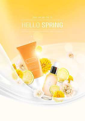 PSD 편집이미지 꽃잎 사람없음 뷰티 봄 화장품 슬라이스 라임 이미지편집 계절 꽃 과일 파일형식