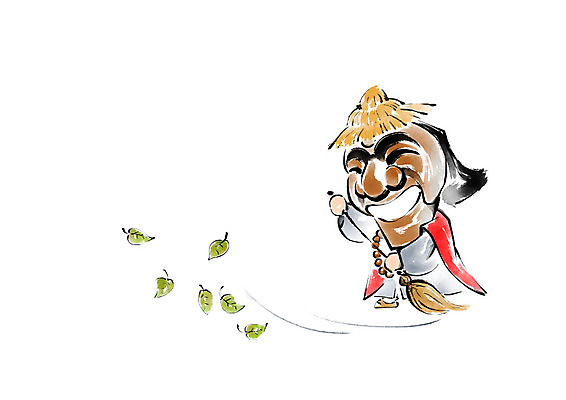 전신 PSD 한국전통 남자 일러스트 캘리그라피 붓터치 나뭇잎 한명 사람 성인 한국인 승려 빗자루 전통탈 염주 승복 삿갓 쓸기 국내일러스트 모자_잡화 1 전통 잎 전통소품 한국 동양인 성직자 청소도구 불교용품 탈 파일형식