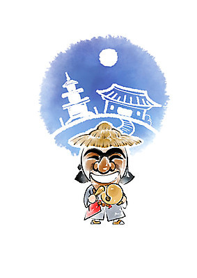 전신 PSD 한국전통 남자 일러스트 캘리그라피 붓터치 한명 사람 성인 한국인 달 사찰 석탑 승려 전통탈 염주 목탁 승복 삿갓 국내일러스트 자연요소 모자_잡화 1 전통 종교건축 전통소품 한국 동양인 탑 성직자 불교용품 탈 파일형식