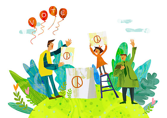 전신 PSD 나무 여자 남자 어린이 일러스트 사다리 미소 사람 성인 세명 손들기 즐거움 투표용지 풍선 동산 투표함 국내일러스트 식물 감정 모션 표정 도구 투표 파일형식