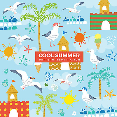 물결 파도 패턴 여러마리 일러스트 갈매기 불가사리 앉기 사람없음 여름 선글라스 야자수 태양 비행 깃발 성 조개껍데기 모래성 콘아이스크림 챙모자 국내일러스트 AI파일 자연요소 나무 모자_잡화 건축물 계절 안경 모래 바다 다수 무늬 모션 조류 조개 아이스크림 극피동물 파일형식 벡터