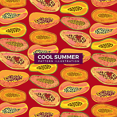 패턴 일러스트 단면 씨앗 사람없음 여름 여러개 열대과일 파파야 국내일러스트 AI파일 식물 계절 다수 무늬 과일 파일형식 벡터