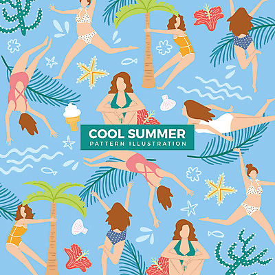 전신 여자 수영복 물결 패턴 일러스트 불가사리 선인장 사람 앉기 여러명 성인 여름 비키니 야자수 점프 수영 조개껍데기 즐거움 다이빙 콘아이스크림 열대꽃 열대잎 국내일러스트 AI파일 나무 식물 옷 계절 꽃 감정 다수 잎 무늬 모션 조개 아이스크림 극피동물 수상스포츠 수중스포츠 파일형식 벡터