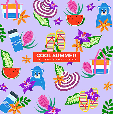 패턴 일러스트 여름음식 슬리퍼 수박 사람없음 여름 물병 비치백 열대꽃 열대잎 챙모자 플라스틱병 빙수기 제철음식 제철과일 국내일러스트 AI파일 모자_잡화 계절 꽃 음식 신발 잎 무늬 과일 기계 플라스틱 물통 제철 병_담는 파일형식 벡터 여름_계절 가방_잡화