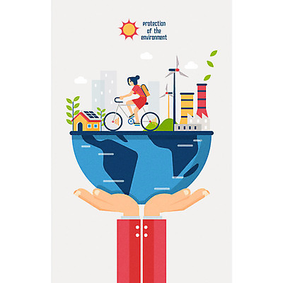 전신 나무 손 여자 지구 일러스트 공장 주택 들기 사람 빌딩 성인 두명 신체부위 태양 자연보호 그린캠페인 자전거 양손 그린에너지 풍력에너지 친환경 태양에너지 집열판 풍향계 성인만 국내일러스트 AI파일 자연요소 식물 캠페인 공업 모션 자연 건물 환경 바이크 기계 에너지 보호 파일형식 벡터
