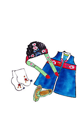 PSD 한국전통 일러스트 캘리그라피 붓터치 전통소품 사람없음 한복 꽃신 버선 배자 국내일러스트 전통 신발 양말 한국 전통의상 오브젝트 파일형식