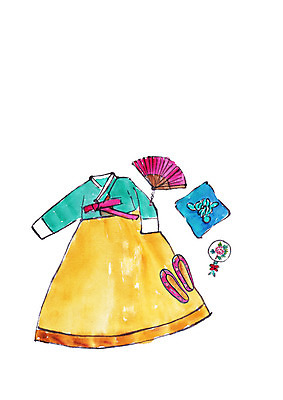 PSD 한국전통 일러스트 캘리그라피 붓터치 전통소품 사람없음 치마 부채 한복 노리개 저고리 꽃고무신 국내일러스트 전통 하의 한국 전통의상 오브젝트 고무신 파일형식