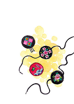 PSD 한국전통 일러스트 캘리그라피 붓터치 전통소품 사람없음 오브젝트 머리장식 배씨댕기 국내일러스트 전통 한국 장식 파일형식