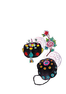 PSD 한국전통 꽃 일러스트 캘리그라피 붓터치 전통소품 사람없음 오브젝트 머리장식 족두리 국내일러스트 식물 전통 한국 장식 파일형식