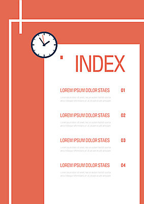 도형 템플릿 내지 시계 사람없음 사각형 프레젠테이션 문서템플릿 서식 레이아웃 문서 제안서 다홍색 목차 이미지템플릿 AI파일 컬러 파일형식 벡터