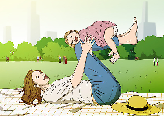 전신 PSD 공원 여자 딸 행복 일러스트 가족 모녀 엄마 사람 성인 두명 눕기 소풍 화목 아기 숲 즐거움 돗자리 챙모자 아트툰 여자만 들어올리기 국내일러스트 모자_잡화 공공시설 감정 컨셉 관계 모션 야외활동 그림 파일형식