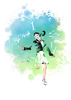 전신 PSD 여자 일러스트 학사모 캘리그라피 청소년 붓터치 한명 우승 번짐 100점 국내일러스트 모자_잡화 1 졸업 사람 최고 점수 파일형식 효과