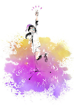 전신 PSD 여자 어린이 일러스트 캘리그라피 붓터치 한명 점프 가수 잡기 마이크 브이 번짐 국내일러스트 1 음향기기 모션 사람 손짓 음악가 파일형식 효과