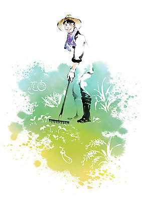 전신 PSD 남자 밭 일러스트 캘리그라피 붓터치 한명 서기 성인 농사 번짐 국내일러스트 1 농업 모션 사람 파일형식 효과