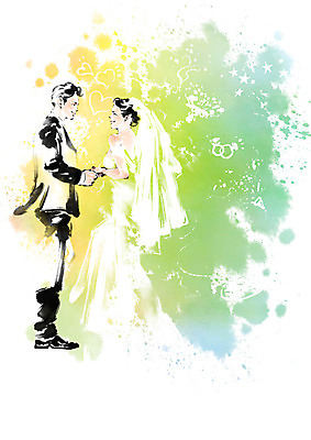 전신 PSD 여자 남자 신부 신랑 결혼 일러스트 캘리그라피 붓터치 성인 두명 손잡기 번짐 국내일러스트 모션 사람 이벤트 파일형식 효과