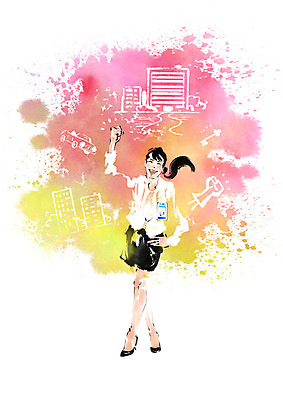 전신 PSD 여자 일러스트 캘리그라피 자동차 붓터치 한명 서기 성인 건물 파이팅 번짐 국내일러스트 1 건축물 육상교통 모션 사람 파일형식 효과