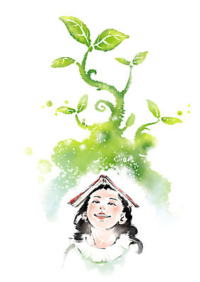 PSD 여자 어린이 일러스트 캘리그라피 붓터치 한명 상반신 책 새싹 번짐 국내일러스트 식물 1 사람 파일형식 효과