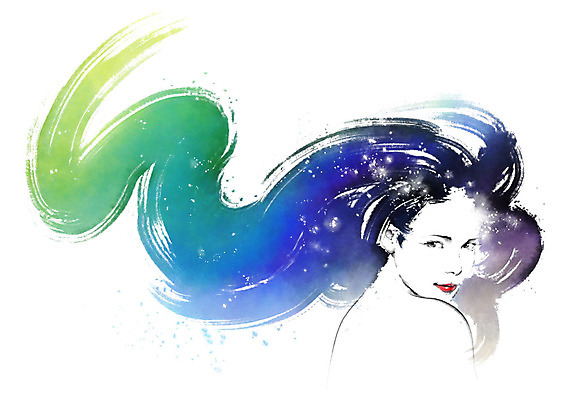 PSD 헤어스타일 여자 일러스트 캘리그라피 붓터치 한명 상반신 성인 뷰티 머리 번짐 국내일러스트 1 사람 신체부위 파일형식 효과