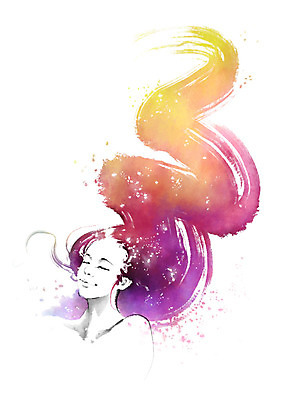 PSD 헤어스타일 여자 일러스트 캘리그라피 붓터치 한명 상반신 성인 뷰티 머리 번짐 국내일러스트 1 사람 신체부위 파일형식 효과