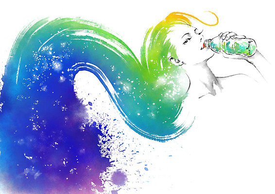 PSD 헤어스타일 여자 일러스트 캘리그라피 붓터치 한명 상반신 성인 뷰티 머리 번짐 국내일러스트 1 사람 신체부위 파일형식 효과