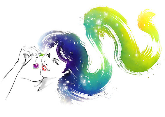 PSD 헤어스타일 여자 일러스트 캘리그라피 붓터치 한명 들기 상반신 성인 뷰티 머리 체리 번짐 국내일러스트 1 과일 모션 사람 신체부위 파일형식 효과