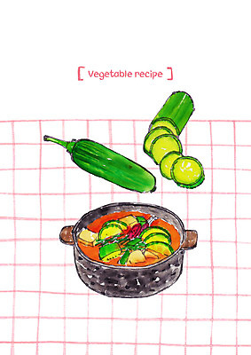 PSD 한식 채소 일러스트 사람없음 냄비 된장찌개 슬라이스 애호박 국내일러스트 음식 호박 솥 찌개 파일형식