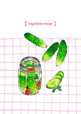 PSD 채소 일러스트 유리병 오이 사람없음 슬라이스 오이절임 오이피클 국내일러스트 병_용기 피클 절임 파일형식