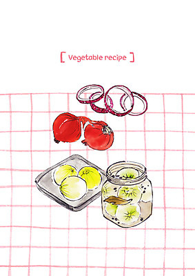 PSD 채소 일러스트 양파 유리병 사람없음 여러개 슬라이스 양파장아찌 적양파 국내일러스트 다수 병_용기 장아찌 파일형식