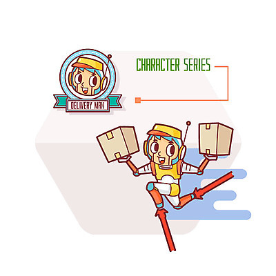 캐릭터 일러스트 들기 사람없음 로봇 배송 택배 택배상자 4차산업 국내일러스트 일러캐릭터 AI파일 산업 모션 상자 운송업 파일형식 벡터