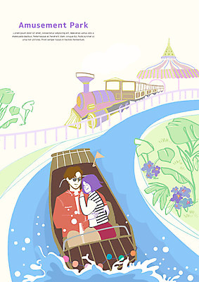 전신 PSD 커플 여자 남자 꽃 데이트 일러스트 앉기 두명 물 기댐 놀이공원 기차 즐거움 후룸라이드 국내일러스트 자연요소 식물 감정 육상교통 관계 모션 대중교통 사람 테마파크 놀이기구 파일형식