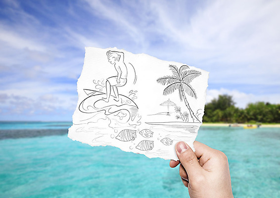 PSD 편집이미지 손 남자 종이 여러마리 하늘 어류 들기 해변 두명 신체부위 여름 야자수 서핑 그림 이미지편집 나무 계절 바다 다수 모션 사람 수중동물 수상스포츠 파일형식