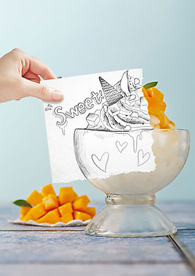 PSD 편집이미지 손 종이 여름음식 들기 신체부위 여름 달콤 시원함 그림 망고 망고빙수 제철음식 이미지편집 계절 음식 모션 사람 맛 열대과일 빙수 제철 파일형식 여름_계절