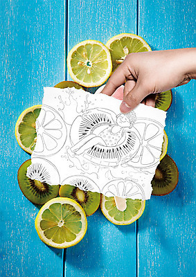 PSD 편집이미지 손 여자 종이 휴식 키위 들기 두명 신체부위 여름 그림 라임 튜브 이미지편집 계절 컨셉 과일 모션 사람 파일형식