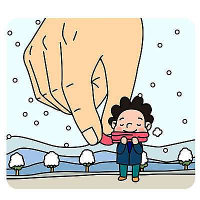 손 남자 겨울 일러스트 한손 따뜻함 성인 두명 신체부위 목도리 눈 도움 구출 예방 자살방지 자살예방 국내일러스트 AI파일 자연요소 잡화 계절 컨셉 날씨 사람 파일형식 벡터