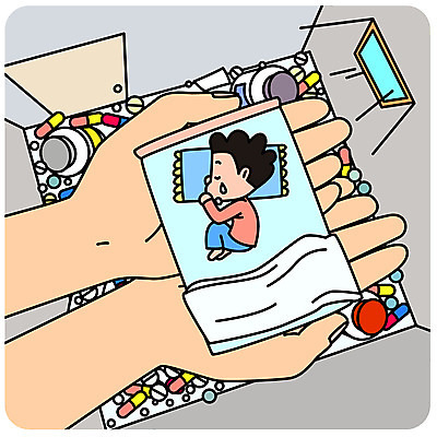 손 남자 일러스트 들기 성인 두명 신체부위 알약 약 양손 침대 도움 구출 눈물 예방 자살방지 자살예방 국내일러스트 AI파일 감정 가구 컨셉 의학 모션 사람 파일형식 벡터