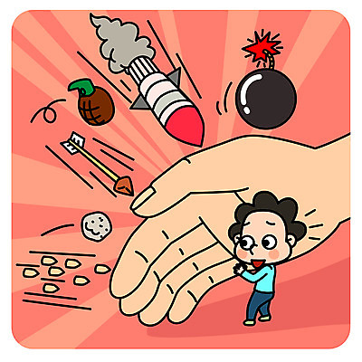 손 남자 일러스트 화살 한손 성인 두명 신체부위 돌_바위 도움 수비 구출 미사일 폭탄 예방 총알 수류탄 자살방지 자살예방 국내일러스트 AI파일 무기 컨셉 모션 사람 폭발물 파일형식 벡터