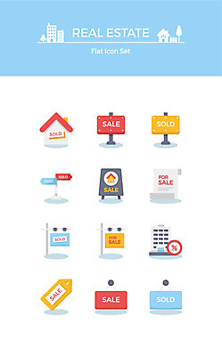 아이콘 부동산 빌딩 사람없음 세트 판매 세일 표지판 플랫아이콘 집모양 해시태그 2D아이콘 AI파일 모양 알림판 건물 재산 특수문자 파일형식 벡터