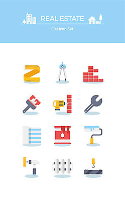 아이콘 건축 부동산 벽돌 주택 줄자 공사 사람없음 세트 스패너 못 망치 드릴 플랫아이콘 페인트붓 컴파스 페인트롤러 라디에이터 2D아이콘 AI파일 문구용품 건설업 자 건물 공구 붓 재산 파일형식 벡터